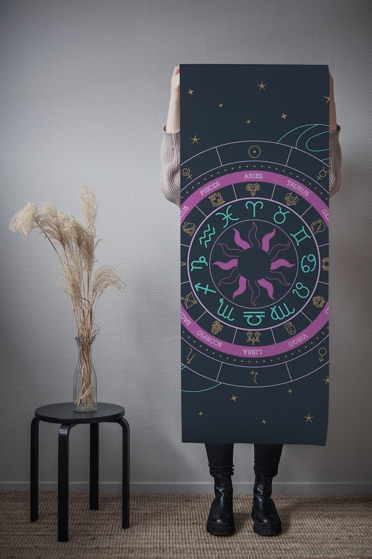 Zodiac Astrology Wheel wallpaper roll