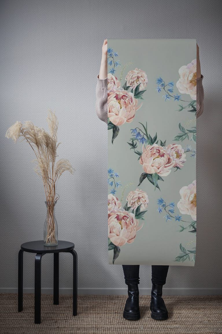 Vintage Floral XL ~ Sage papel pintado roll