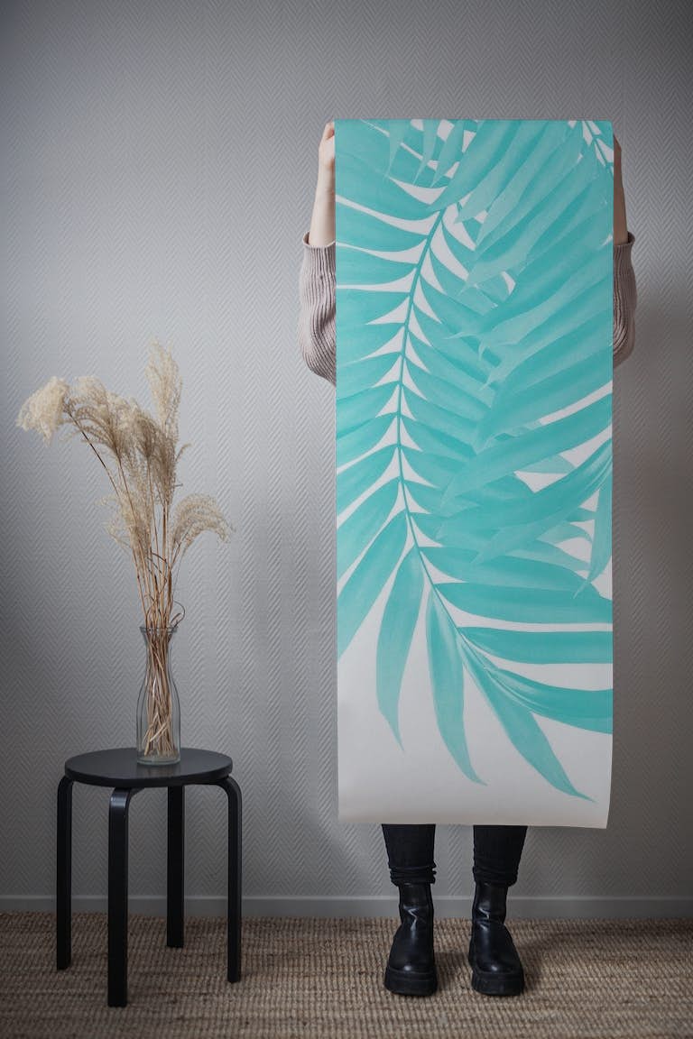 Palm Leaves Soft Turquoise 2 papel pintado roll