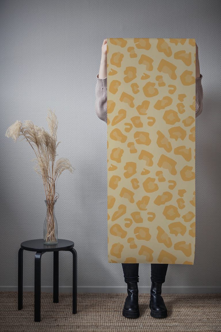 Modern Leopard Print Yellow tapety roll