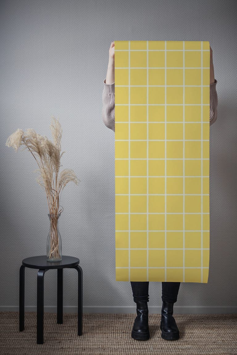 Yellow Grid tapetit roll