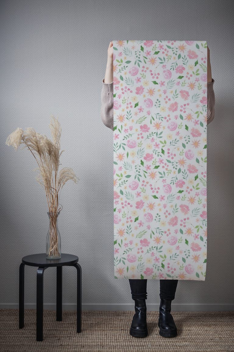Soft Pink Roses Pattern behang roll