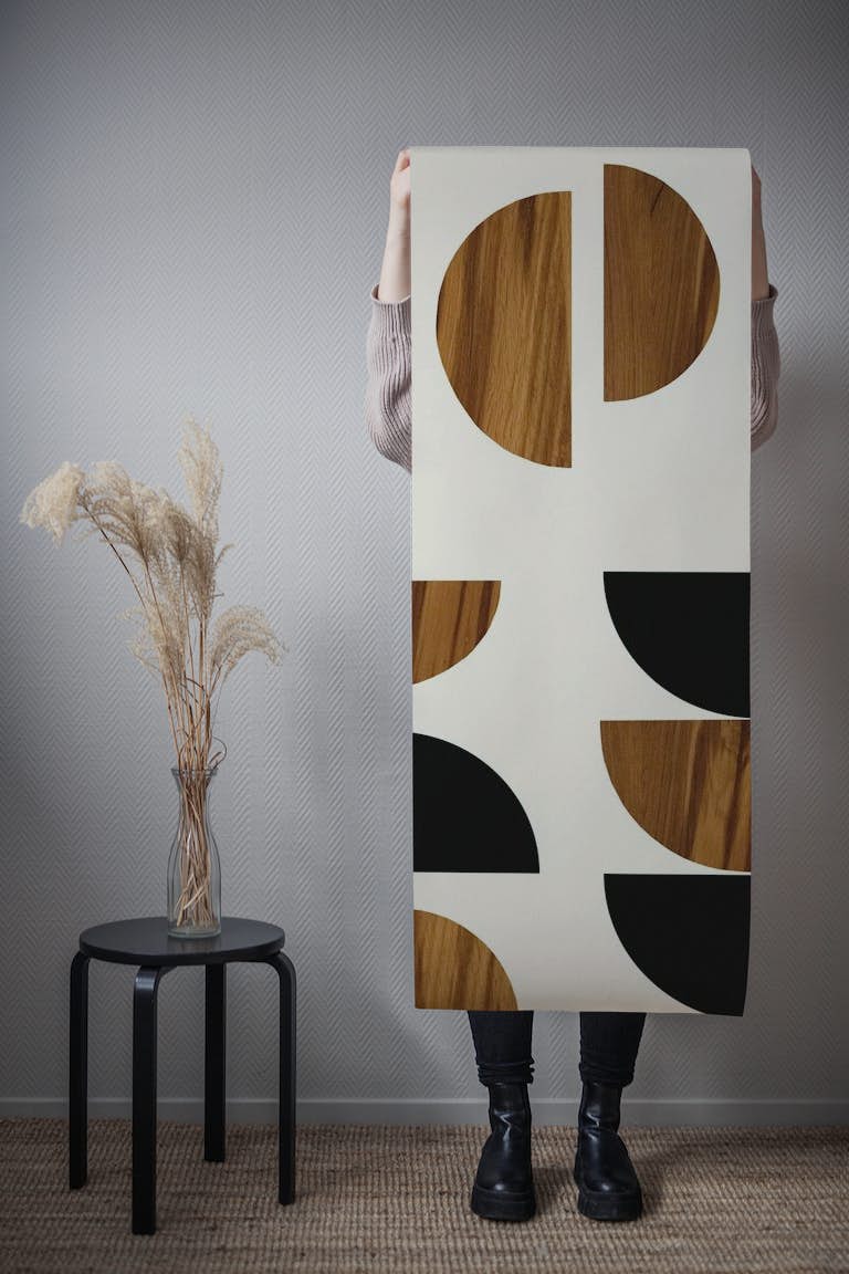 Yin Yang Wood Geometric Glam 1 wallpaper roll