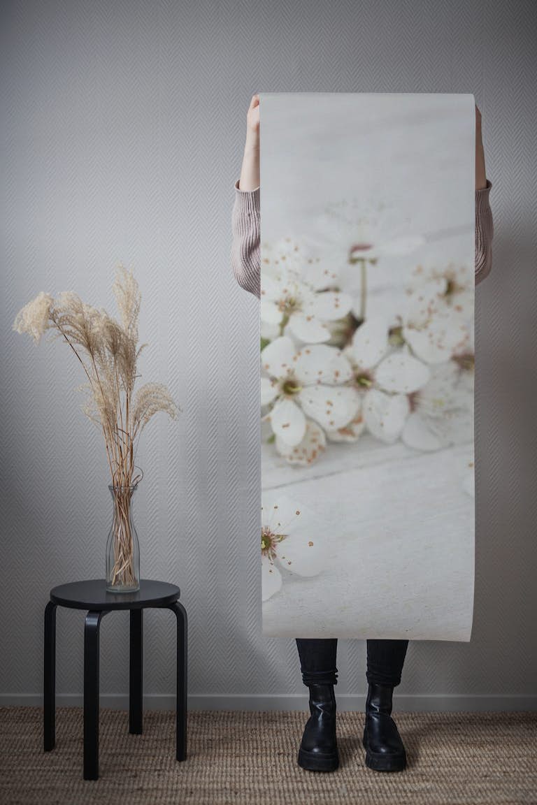 White Cherry Blossom wallpaper roll