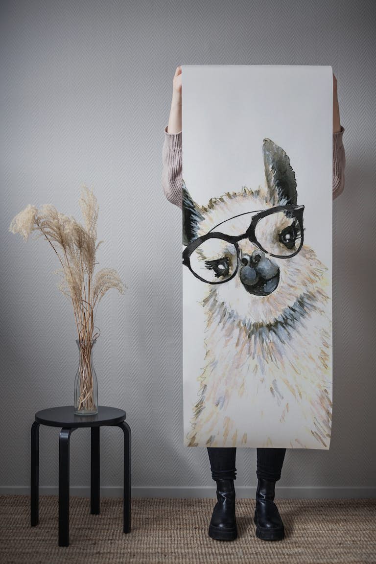 Llama with Glasses papel pintado roll