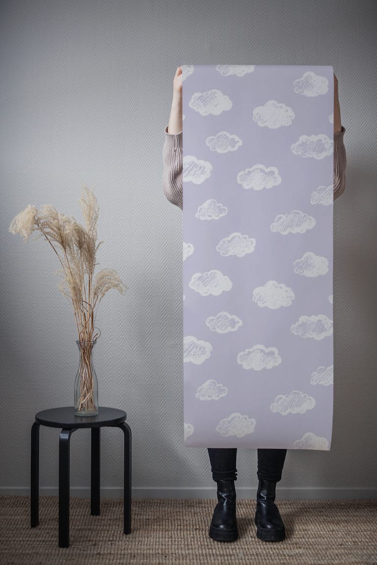 Chalk Clouds On Lavender wallpaper roll