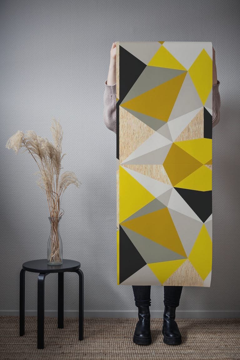 Nordic Color Block Yellow Grey behang roll