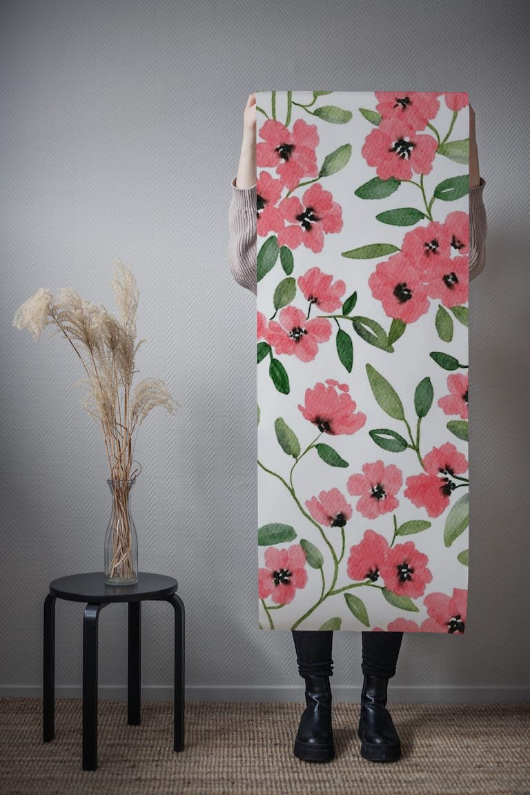 Bright pink wildflowers papel de parede roll