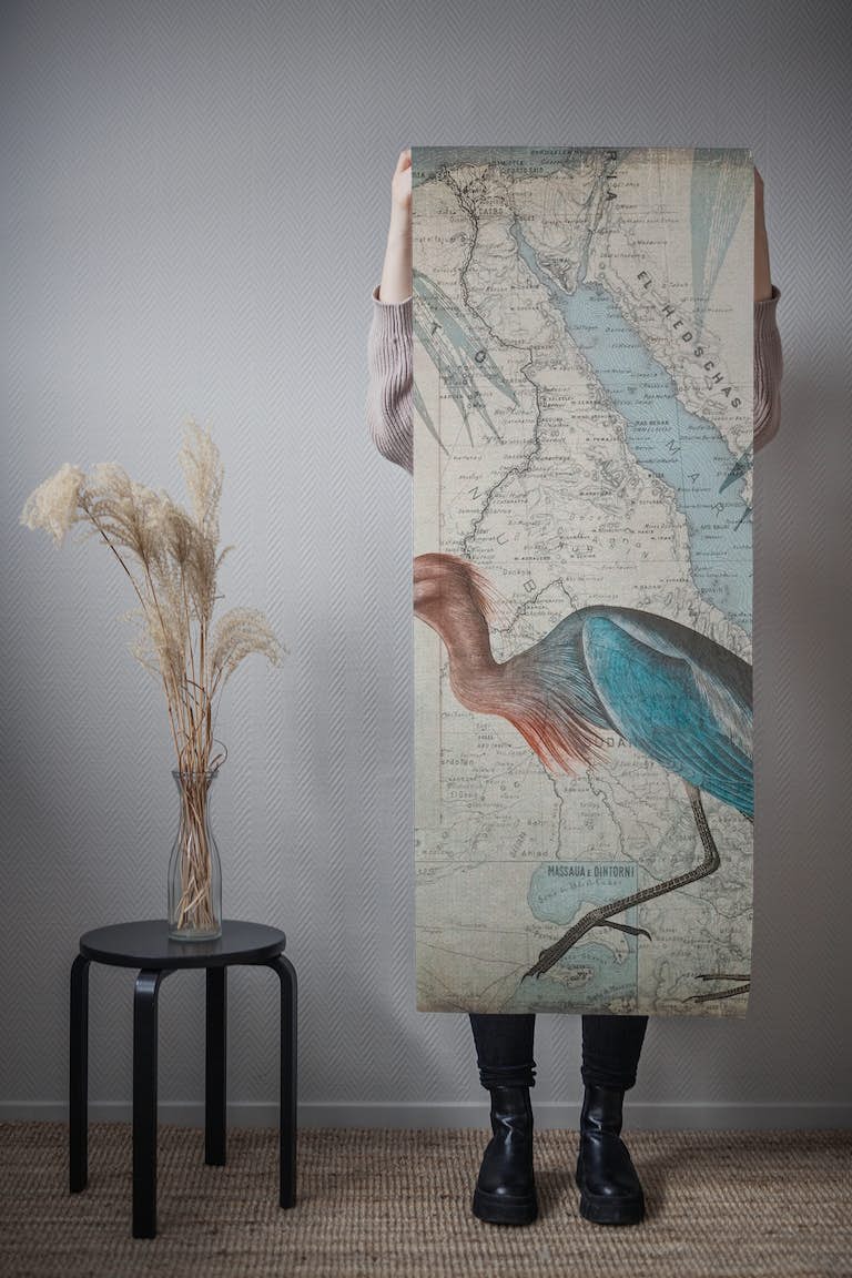Vintage Egypt With Heron papel pintado roll