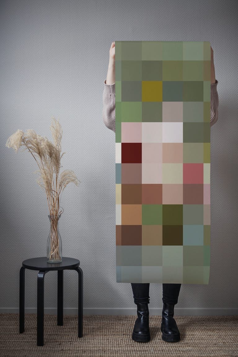 Pixel in Vintage Pastel behang roll