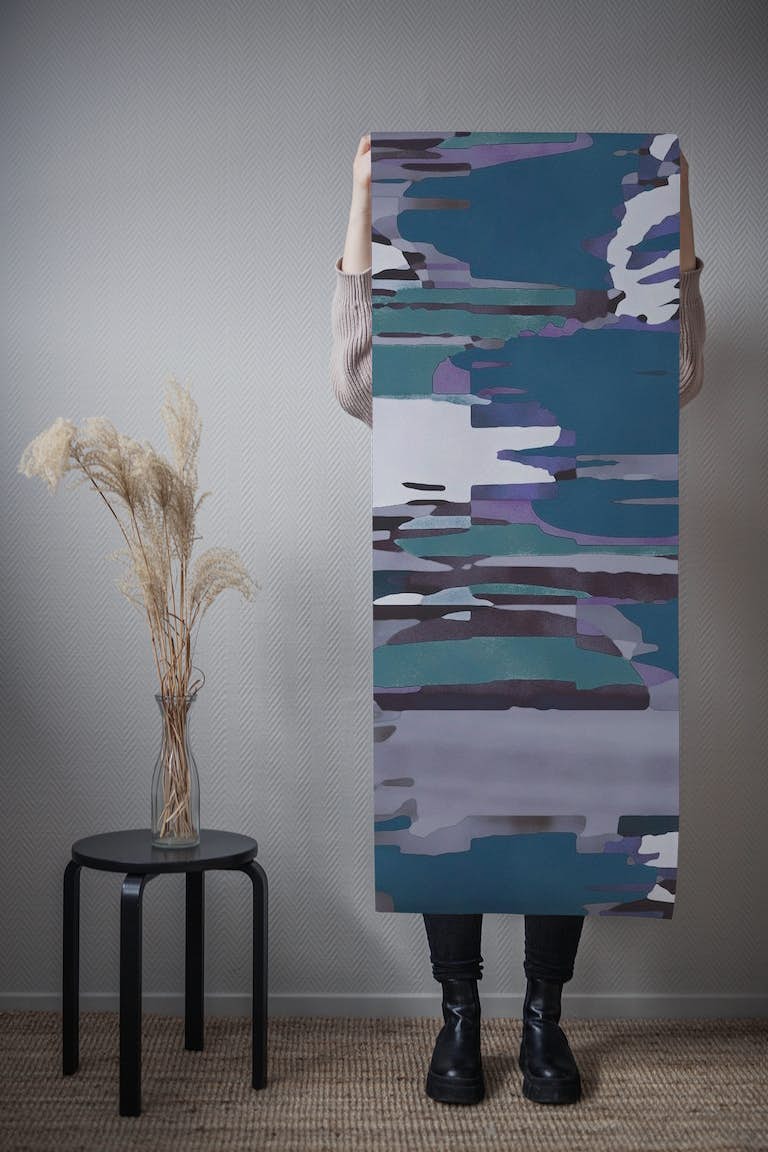 Teal Grey Abstract Texture Art tapeta roll