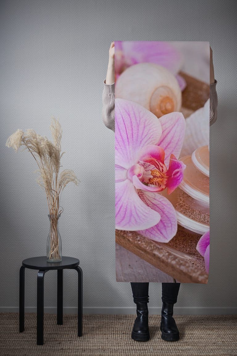 Orchid And Shells Still Life wallpaper roll