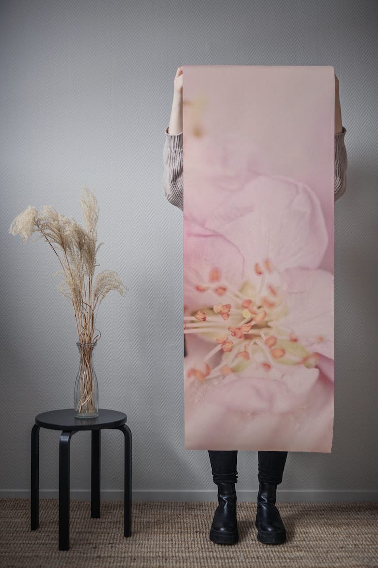 Pink Pastel Peach Tree Flowers wallpaper roll