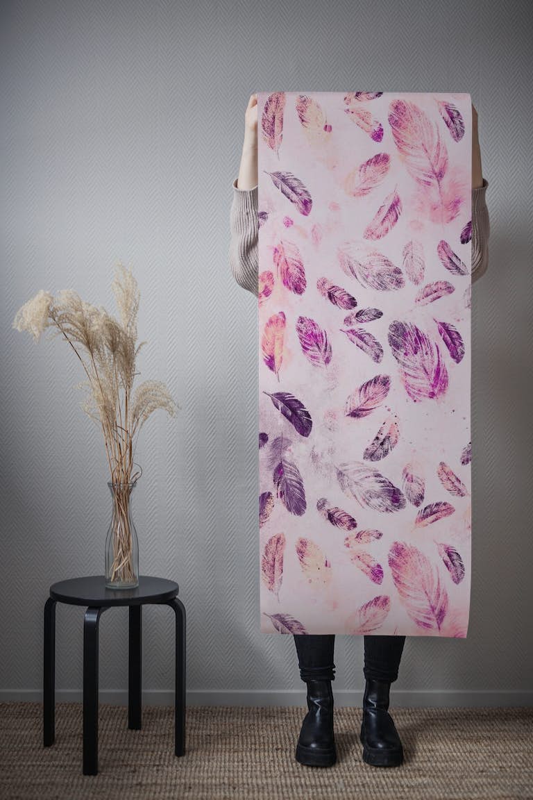 Pink And Purple Feathers papel pintado roll