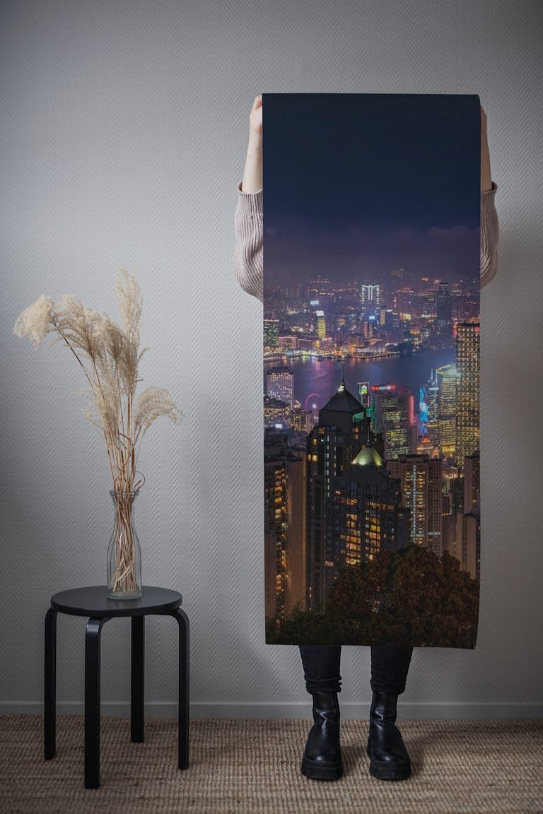 Hongkong by night wallpaper roll