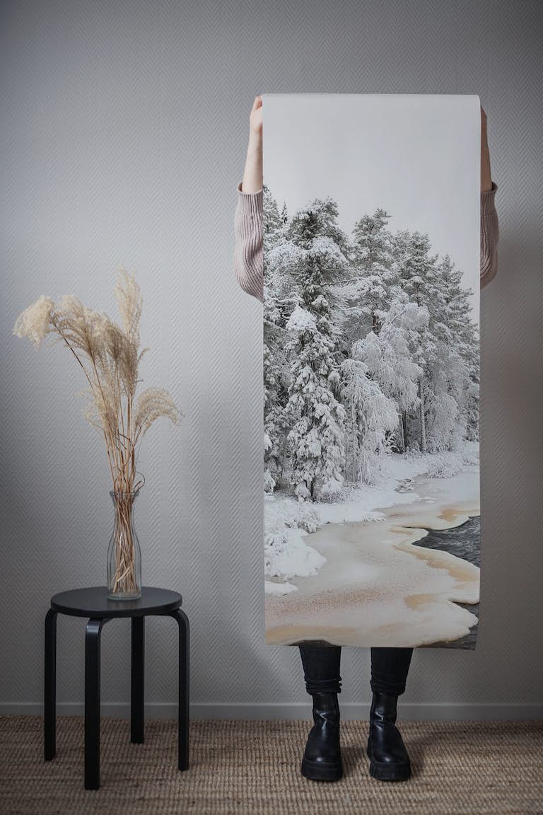Lapland winter landscape wallpaper roll