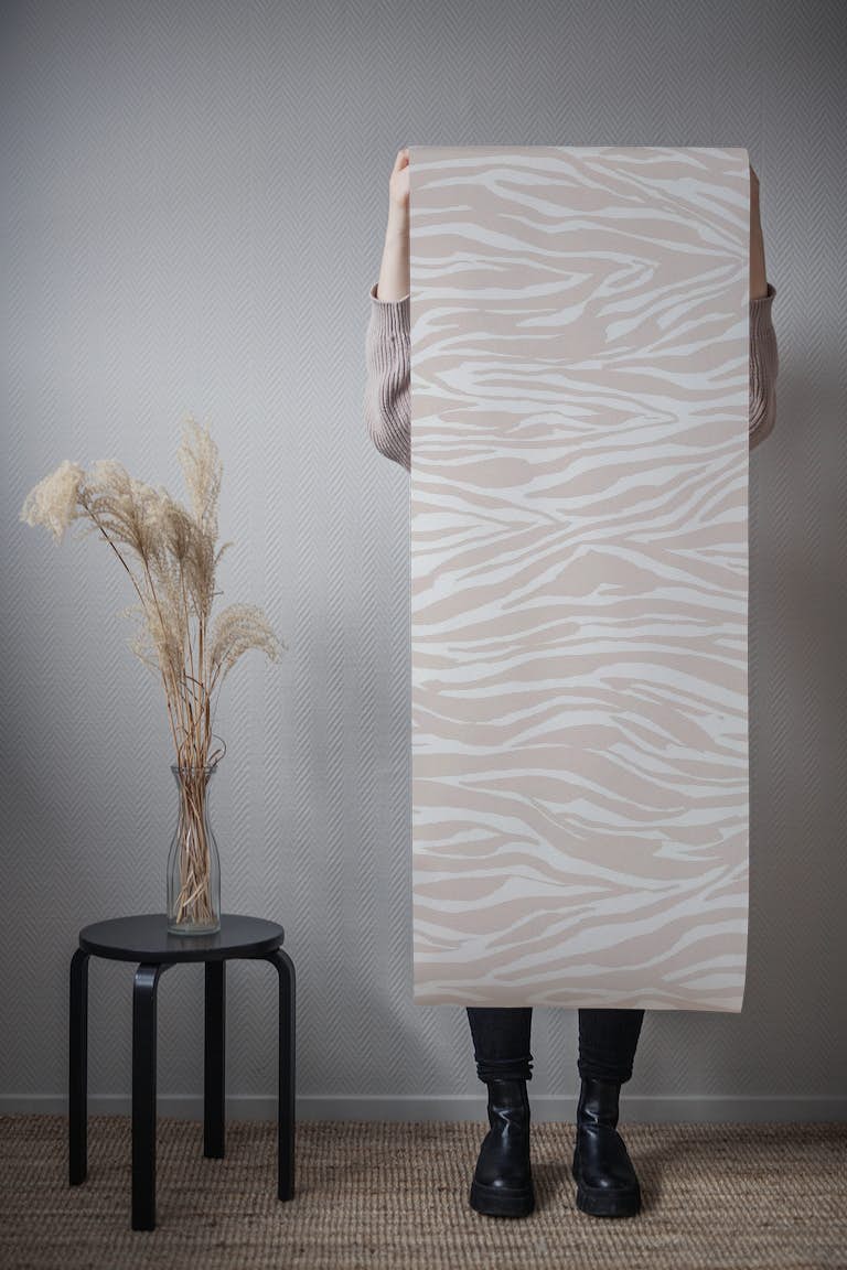 Zebra in beige color by Flavie behang roll
