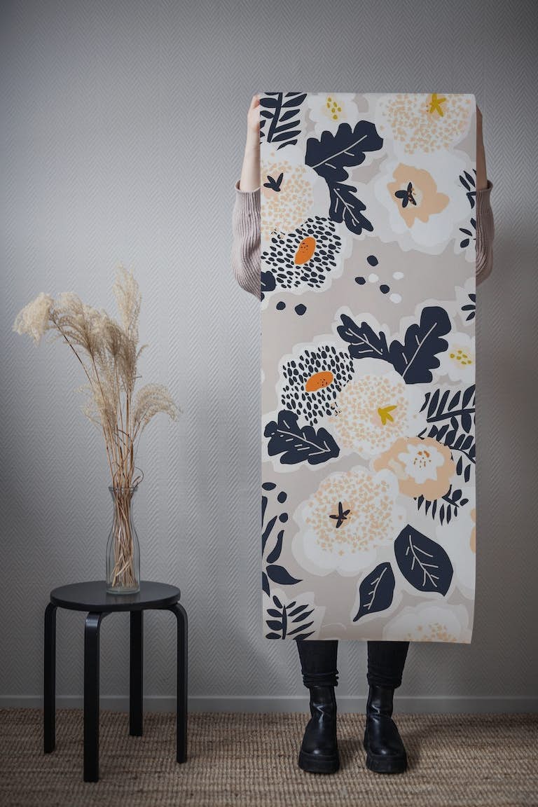 Bold nordic flowers behang roll