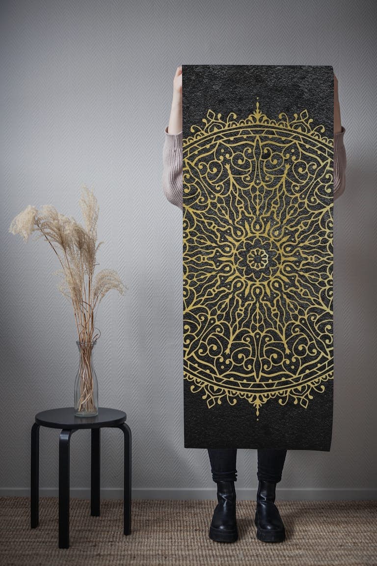 Mandala in Black and Gold wallpaper roll