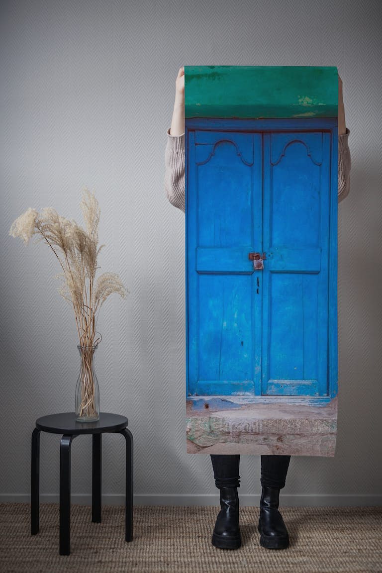 Blue Indian Door behang roll