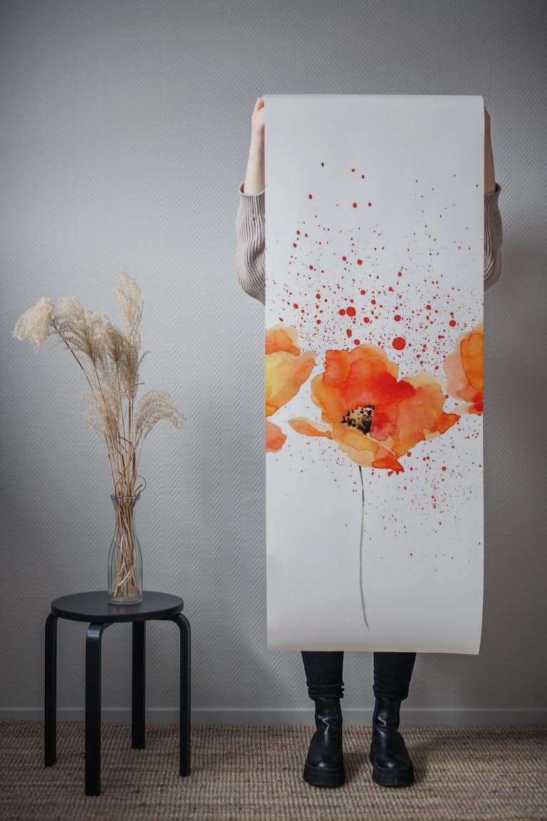 Watercolor Poppies wallpaper roll