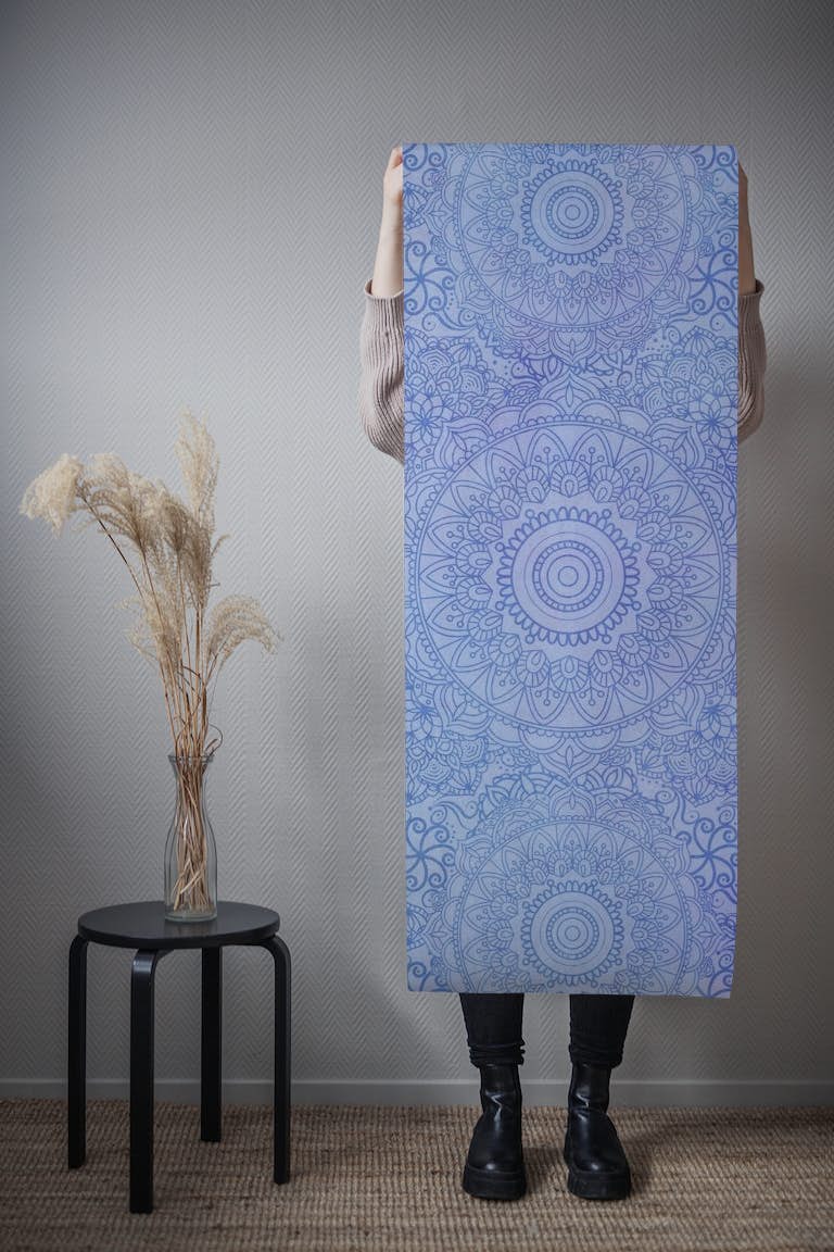 Blue Mandala Watercolor Art tapetit roll