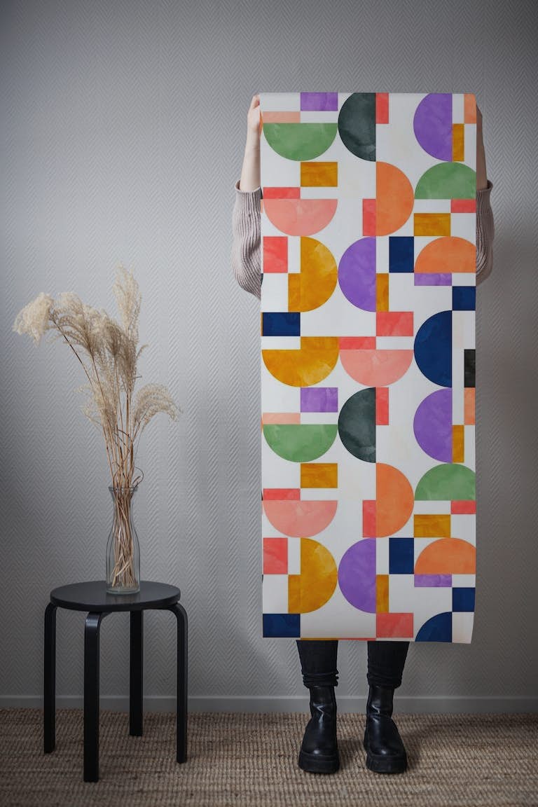 Colorful shapes pattern behang roll
