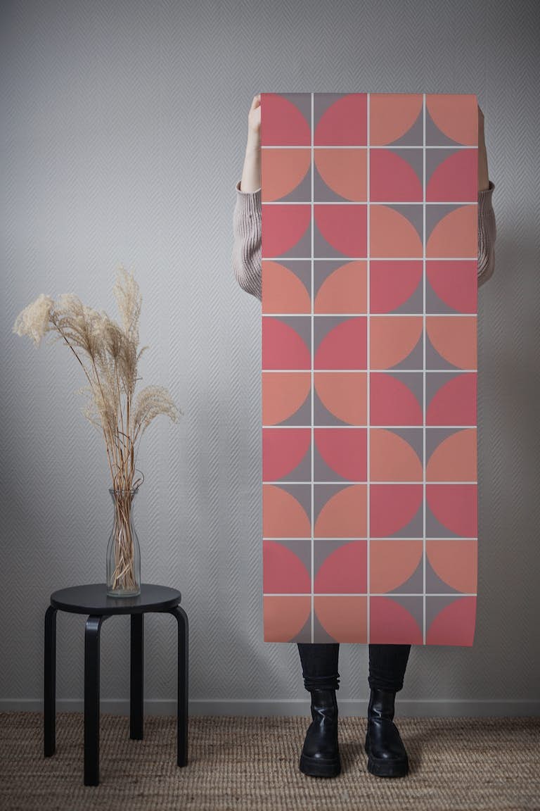 Terracotta Red Pastel Grid tapete roll
