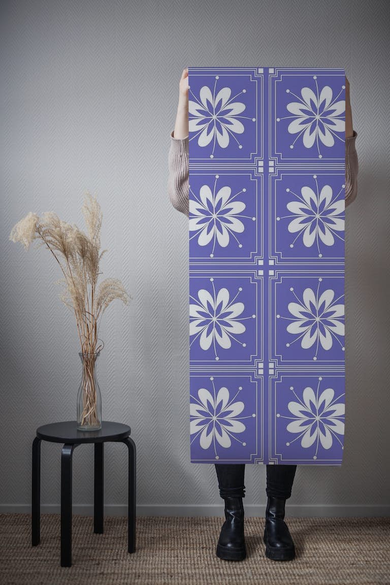 Very Peri Lavender Floral Tile behang roll