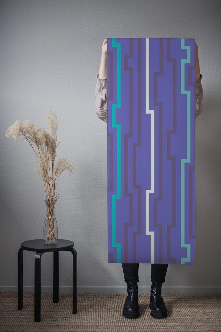 Geometric Aqua Purple Cyan behang roll