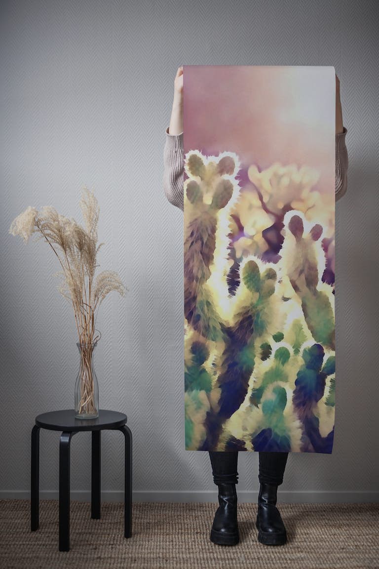 Sunset Desert Cacti wallpaper roll
