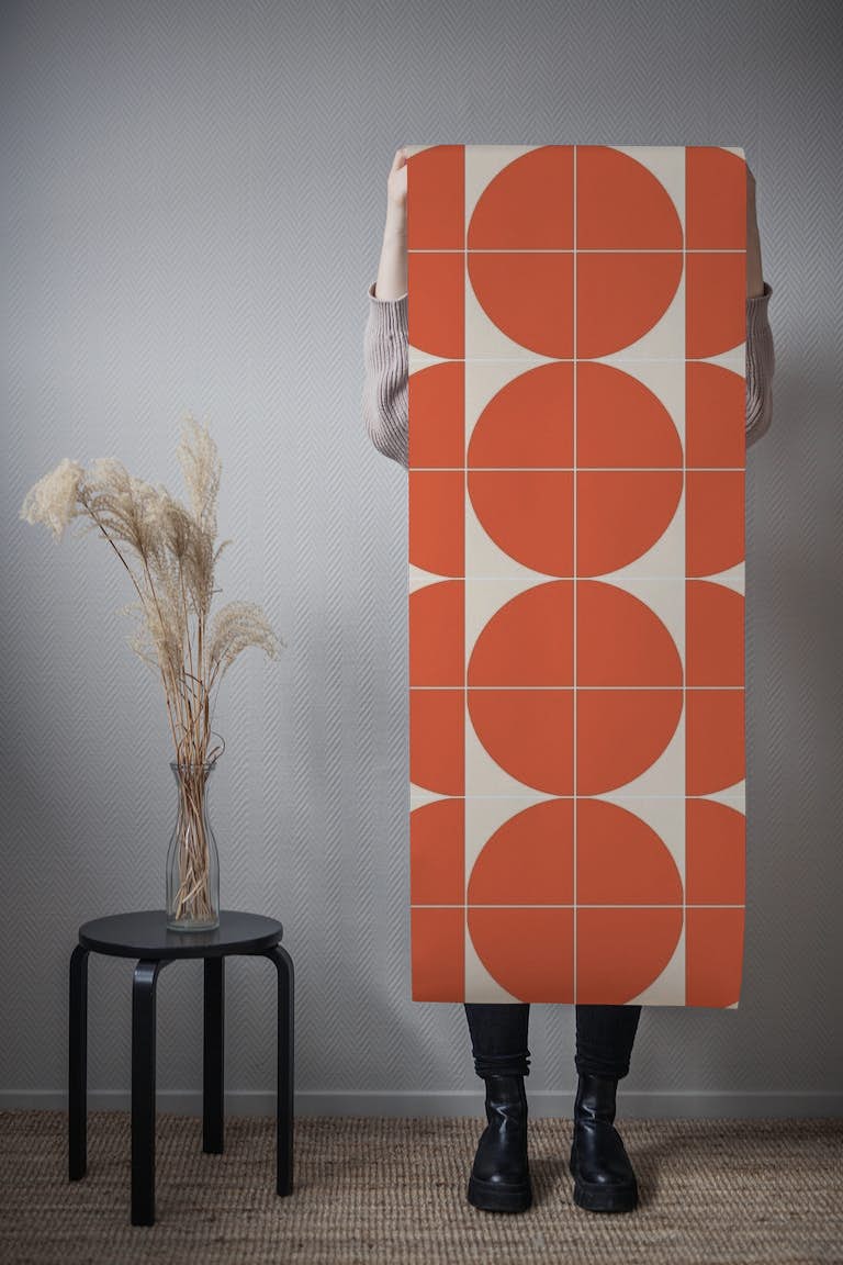 Pumpkin Orange Circle Pattern wallpaper roll