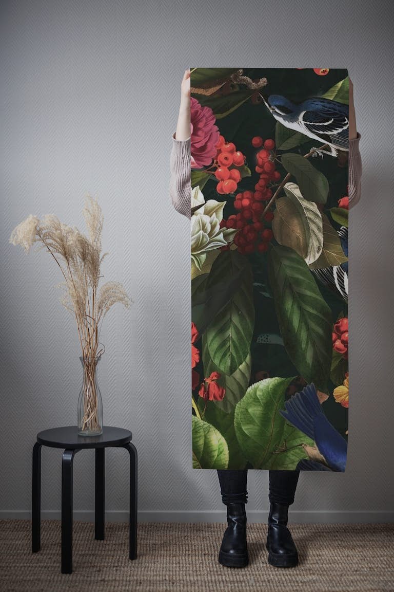 Floral and Birds XLVI - Night tapete roll
