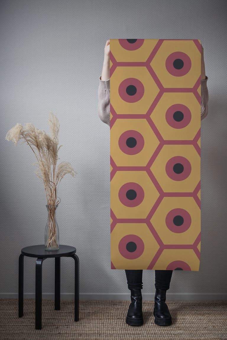 Mustard Marsala Geometric tapety roll