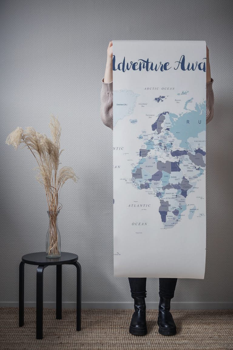 Adventure Awaits World Map wallpaper roll