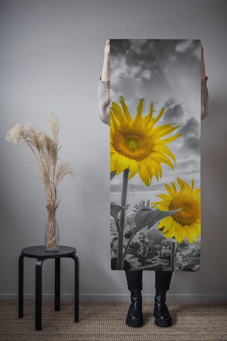 Color pop sunflowers in sunset behang roll