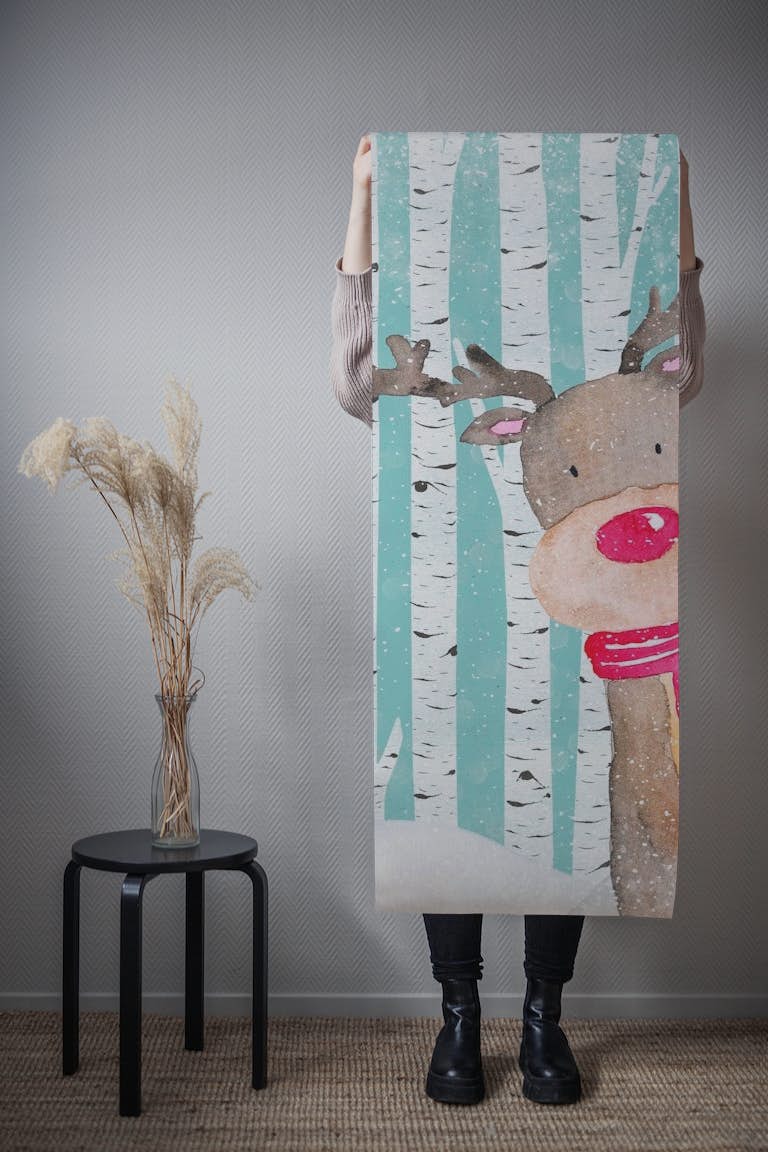 Happy Wintertime - Stag papel pintado roll