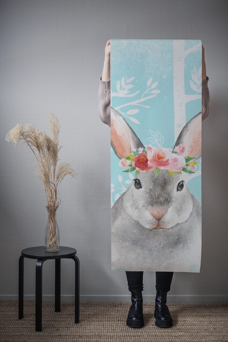 Little Flower Bunny papel pintado roll