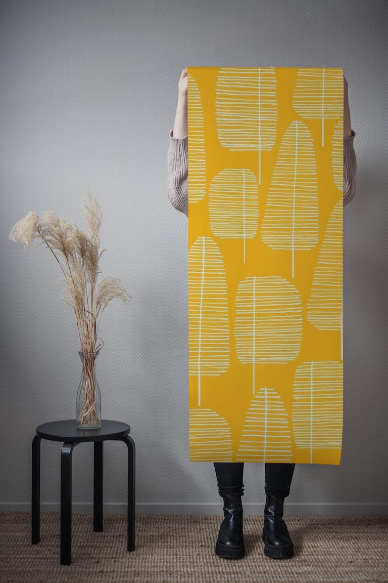 Mid Century Forest Yellow tapet roll