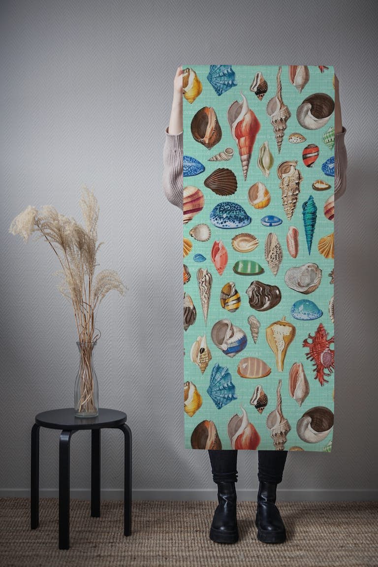 Nautilus multicolor on mint wallpaper roll