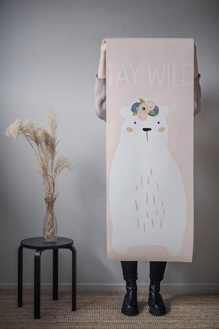 Polar Bear - Stay Wild wallpaper roll