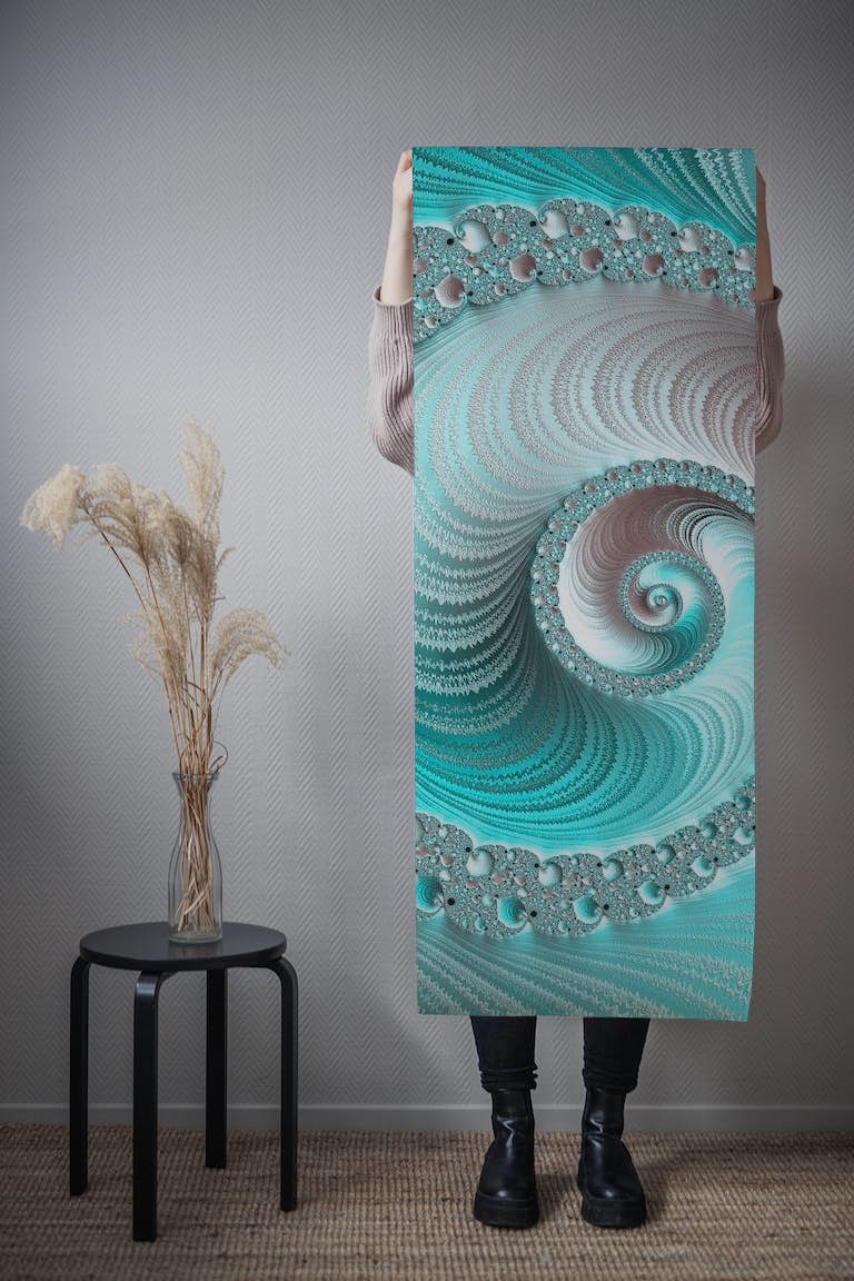 Fantastic Fractal Mint Wave wallpaper roll