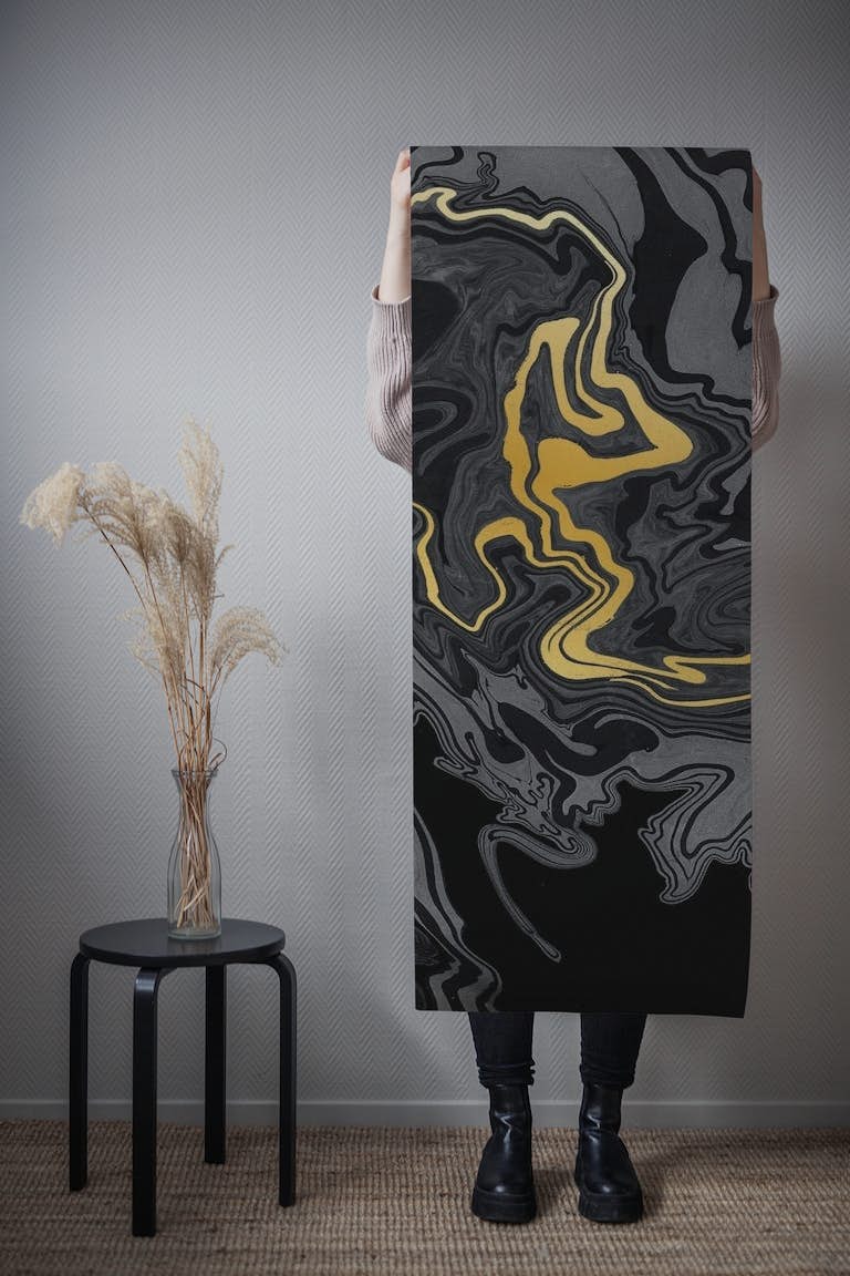 Black and Gold Marble papel de parede roll