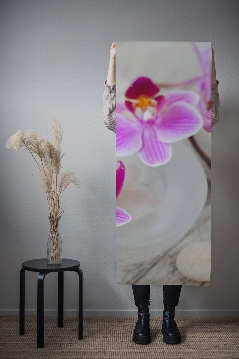 Pink Orchid Flower Still Life wallpaper roll