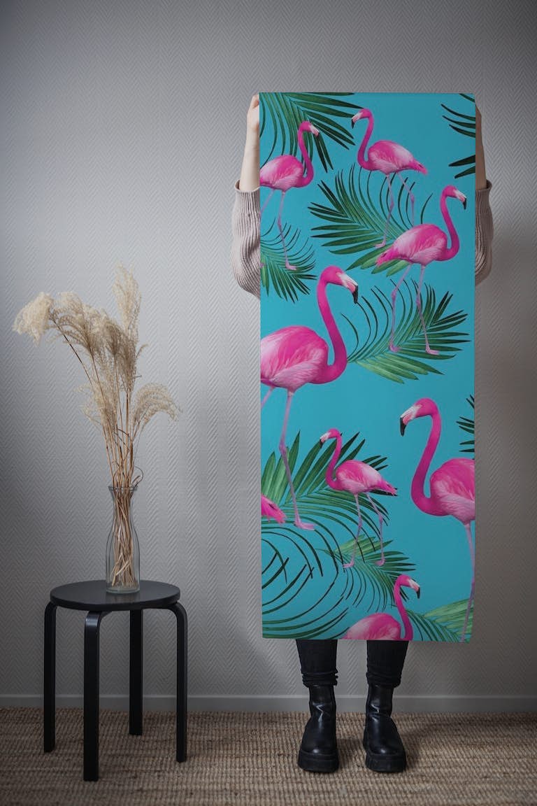 Summer Flamingo Palm Vibes 2 tapet roll
