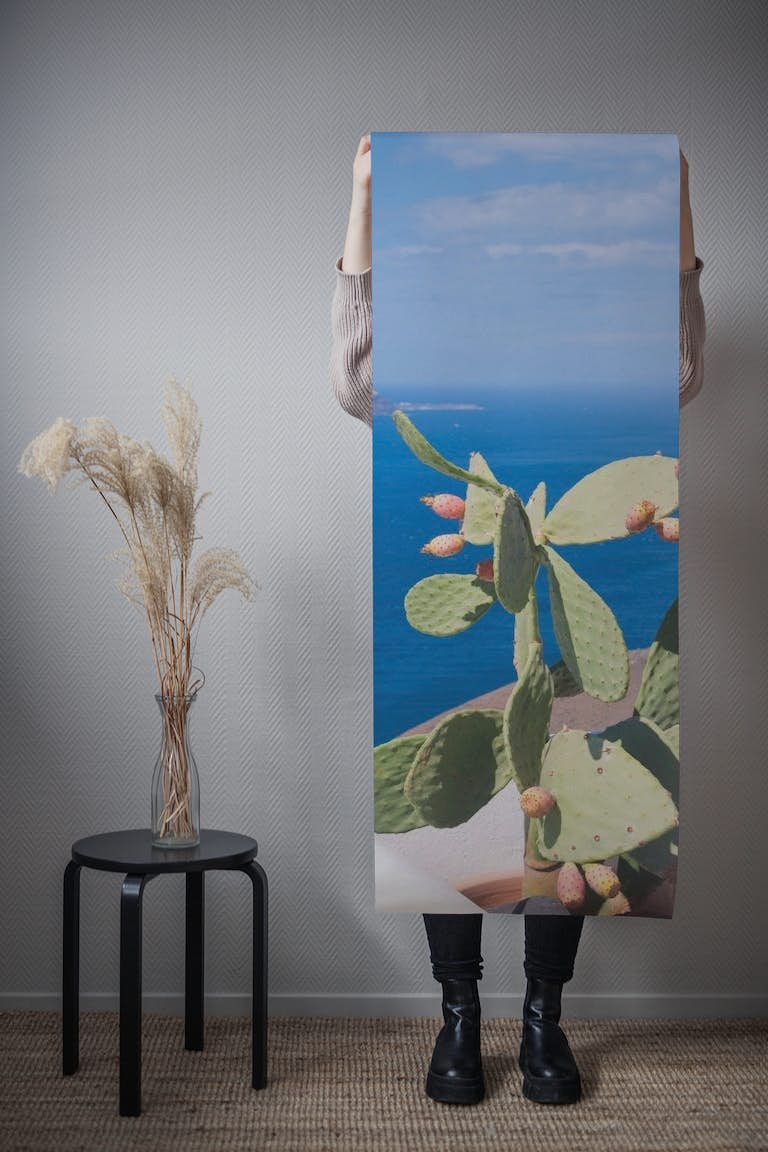 Santorini Cacti Dream 1 wallpaper roll