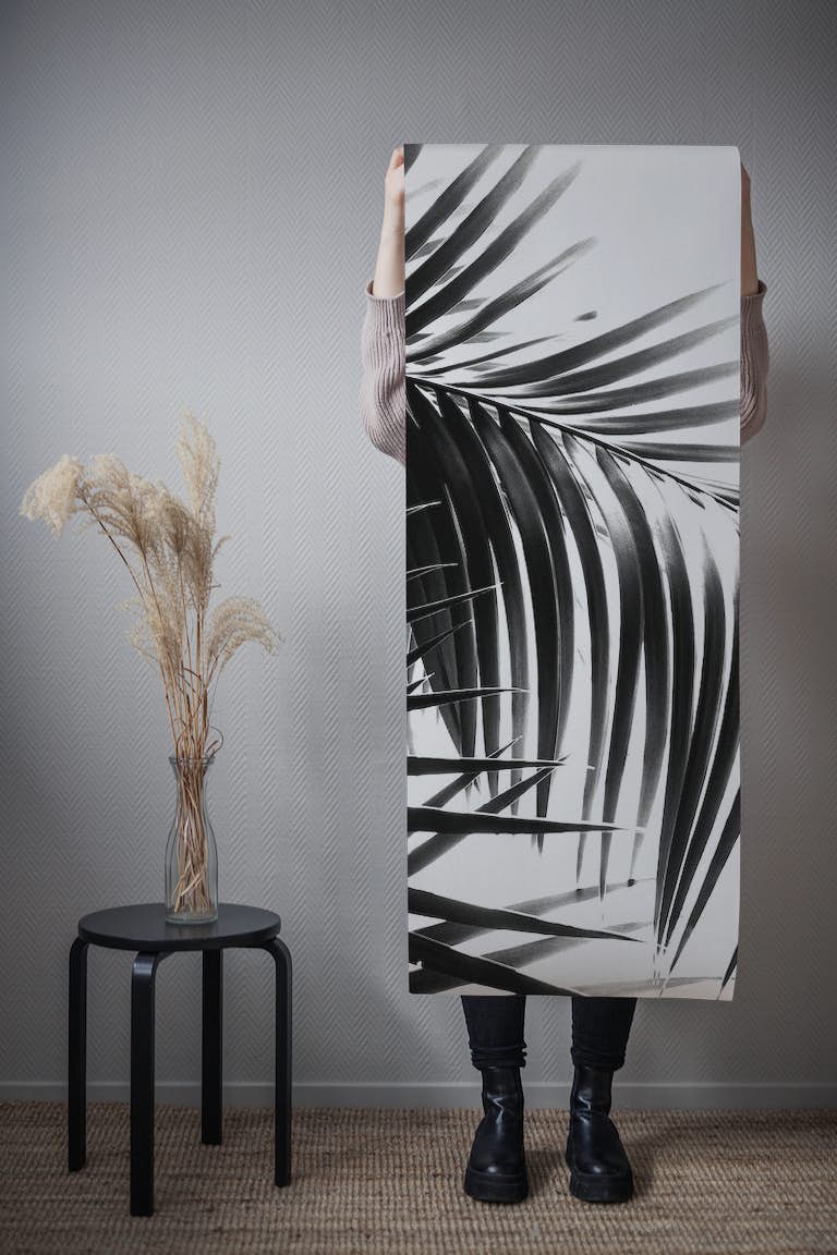 Palm Leaves Black White 3 wallpaper roll