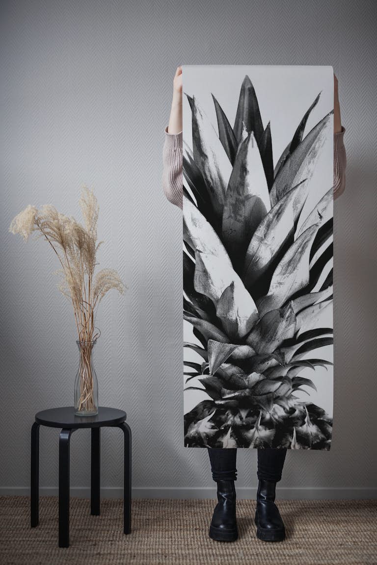 Pineapple Black White 1 wallpaper roll