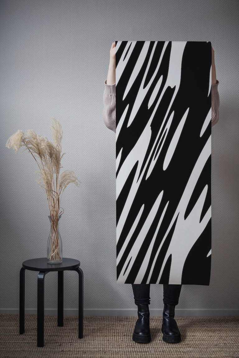 Organic Black And White Stripe wallpaper roll
