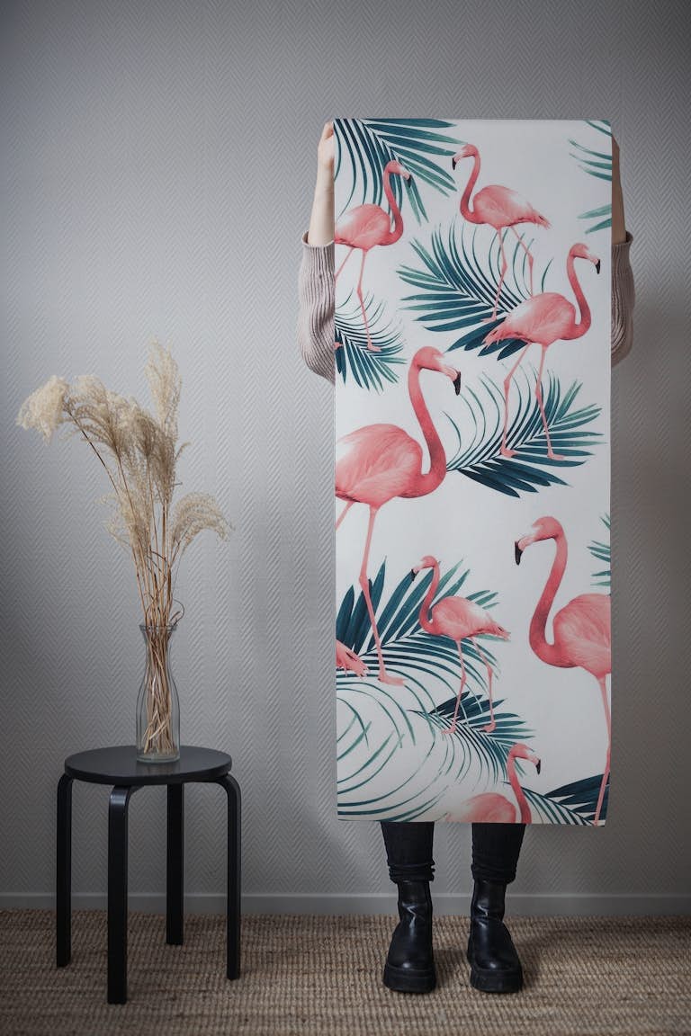 Summer Flamingo Palm Vibes 1 tapetit roll